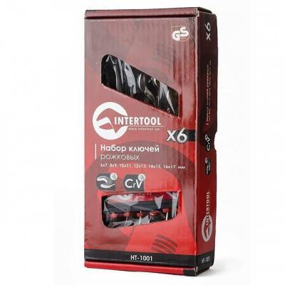 Будкрам купити Набор рожковых ключей 6 шт., 6-17 мм Cr-V INTERTOOL HT-1001 Набор рожковых ключей 6 шт., 6-17 мм Cr-V INTERTOOL HT-1001 2