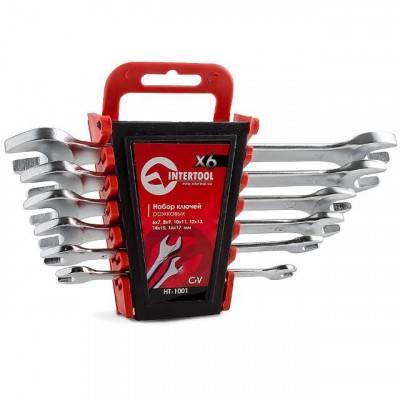 Будкрам купити Набор рожковых ключей 6 шт., 6-17 мм Cr-V INTERTOOL HT-1001 Набор рожковых ключей 6 шт., 6-17 мм Cr-V INTERTOOL HT-1001 5