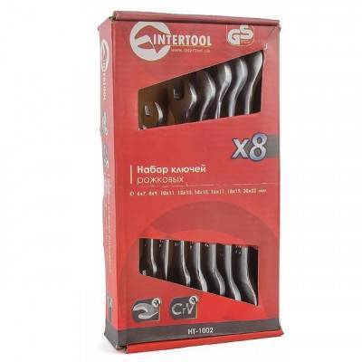 Будкрам купить Набор рожковых ключей 8 шт., 6-22 мм Cr.-V. INTERTOOL HT-1002 Набор рожковых ключей 8 шт., 6-22 мм Cr.-V. INTERTOOL HT-1002 3