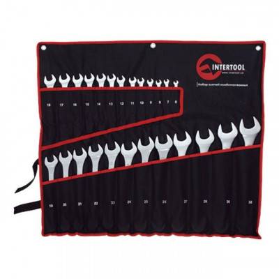 Будкрам купити Набор ключей комбинированных 25 ед. в чехле, 6-32 мм Cr-V INTERTOOL HT-1200