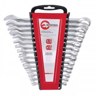 Будкрам купити Набор ключей комбинированных 15 ед. 6-19, 22 мм Cr-V INTERTOOL HT-1204