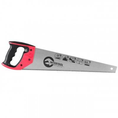 Будкрам купить Ножовка по дереву 450 мм с каленым зубом, 3-ая заточка 7 зуб.x1" INTERTOOL HT-3105