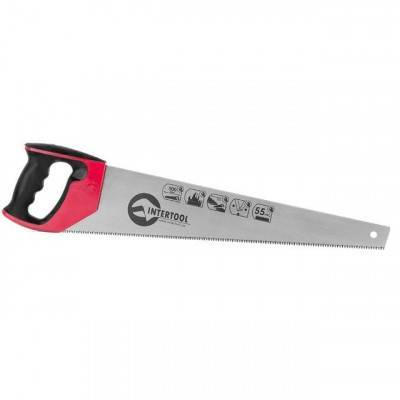 Будкрам купити Ножовка по дереву 500 мм с каленым зубом, 3-ая заточка 7зуб.x1" INTERTOOL HT-3106