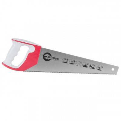 Будкрам купить Ножовка по дереву 400 мм с каленым зубом, 3-ая заточка 11 зуб.x1" INTERTOOL HT-3161
