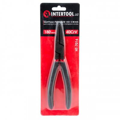 Будкрам купити Щипцы для снятия и установки стопорных колец 180мм, прямые на сжим, 40CrV, фосфатированные. INTERTOOL HT-7016 Щипцы для снятия и установки стопорных колец 180мм, прямые на сжим, 40CrV, фосфатированные. INTERTOOL HT-7016 5