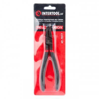 Будкрам купити Щипцы для снятия и установки стопорных колец 180мм, изогнутые на сжим, 40CrV, фосфатированные. INTERTOOL HT-7017 Щипцы для снятия и установки стопорных колец 180мм, изогнутые на сжим, 40CrV, фосфатированные. INTERTOOL HT-7017 5