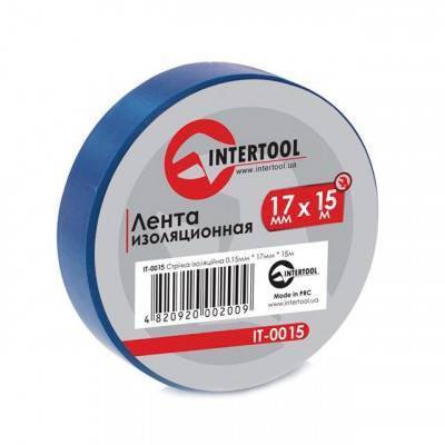 Будкрам купить Лента изоляционная 0,15 мм x 17 мм x 15 м синяя INTERTOOL IT-0015