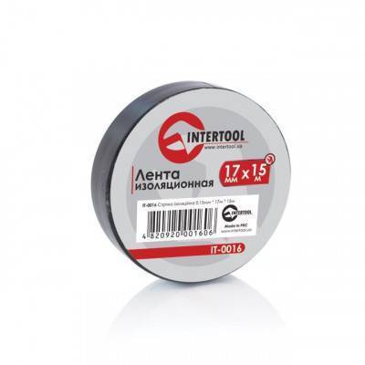 Будкрам купить Лента изоляционная 0,15 мм x 17 мм x 15 м черная INTERTOOL IT-0016