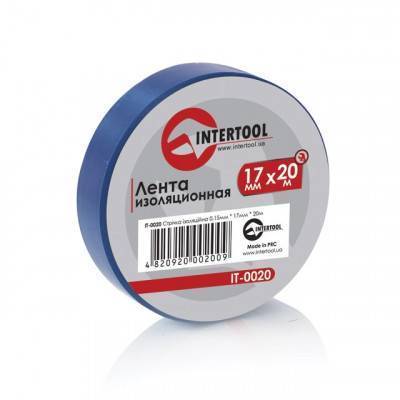 Будкрам купить Лента изоляционная 0,15 мм x 17 мм x 20 м синяя INTERTOOL IT-0020