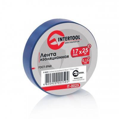 Будкрам купить Лента изоляционная 0,15 мм x 17 мм x 25 м синяя INTERTOOL IT-0025