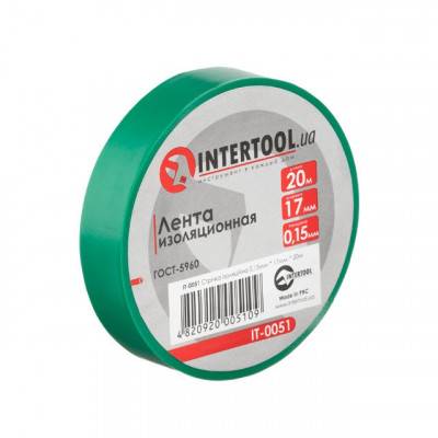 Будкрам купить Лента изоляционная 0.15мм*17мм*20м зеленая INTERTOOL IT-0051