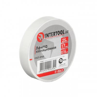 Будкрам купить Лента изоляционная 0.15мм*17мм*25м белая INTERTOOL IT-0063