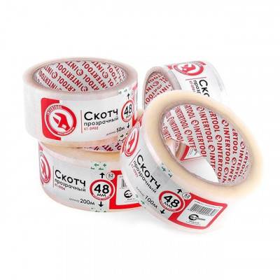 Будкрам купить Скотч прозрачный 48мм*100м*52мкм INTERTOOL KT-0903 Скотч прозрачный 48мм*100м*52мкм INTERTOOL KT-0903 2