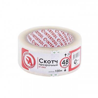 Будкрам купить Скотч прозрачный 48мм*100м*52мкм INTERTOOL KT-0903