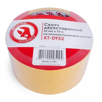 Будкрам купить Скотч двухсторонний 50 мм*10 м на полипропиленовой основе INTERTOOL KT-0952 Скотч двухсторонний 50 мм*10 м на полипропиленовой основе INTERTOOL KT-0952 2