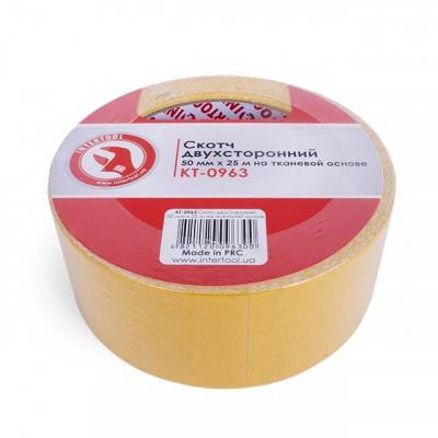 Будкрам купить Скотч двухсторонний 50 мм*25 м на тканевой основе INTERTOOL KT-0963 Скотч двухсторонний 50 мм*25 м на тканевой основе INTERTOOL KT-0963 2