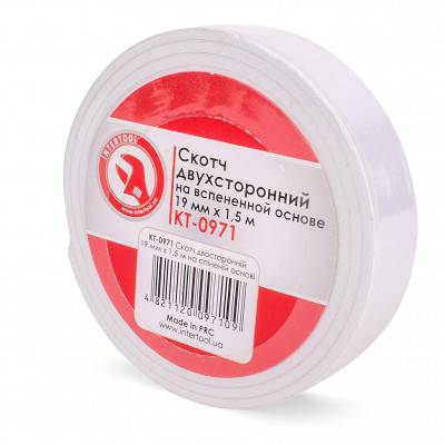 Будкрам купить Скотч двухсторонний 19 мм*1.5 м на вспененной основе INTERTOOL KT-0971 Скотч двухсторонний 19 мм*1.5 м на вспененной основе INTERTOOL KT-0971 2