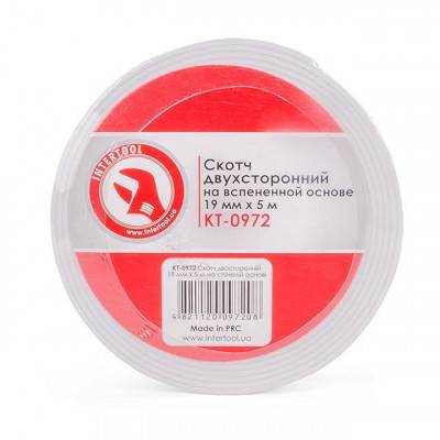 Будкрам купить Скотч двухсторонний 19 мм*5 м на вспененной основе INTERTOOL KT-0972
