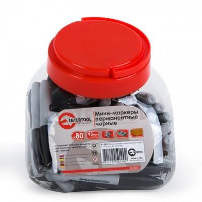 Будкрам купить Мини-маркеры перманентные черные, L= 93мм, 80 шт/упак. INTERTOOL KT-5010