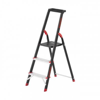 Будкрам купить Стремянка 3 ступени, лоток для инвентаря, стальной профиль, высота верхней ступени 630мм, 409х667х1132мм, 150кг INTERTOOL LT-0053