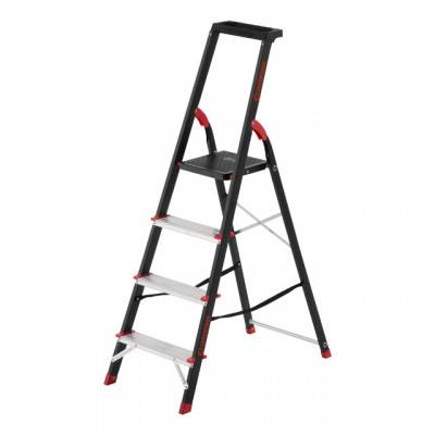 Будкрам купить Стремянка 4 ступени, лоток для инвентаря, стальной профиль, высота верхней ступени 850мм, 433х821х1350мм, 150кг INTERTOOL LT-0054