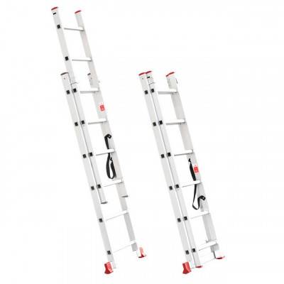 Будкрам купити Лестница алюминиевая 2-х секционная универсальная раскладная 2x6 ступ. 2,57 м INTERTOOL LT-0206 Лестница алюминиевая 2-х секционная универсальная раскладная 2x6 ступ. 2,57 м INTERTOOL LT-0206 2