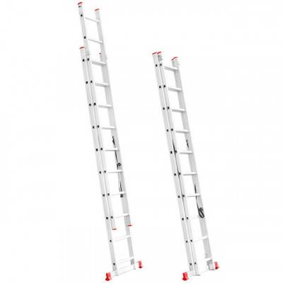 Будкрам купить Лестница алюминиевая 2-х секционная универсальная раскладная 2x10 ступ. 4,81 м INTERTOOL LT-0210 Лестница алюминиевая 2-х секционная универсальная раскладная 2x10 ступ. 4,81 м INTERTOOL LT-0210 2