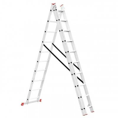 Будкрам купити Лестница алюминиевая 3-х секционная универсальная раскладная 3x10 ступ. 6,77 м INTERTOOL LT-0310