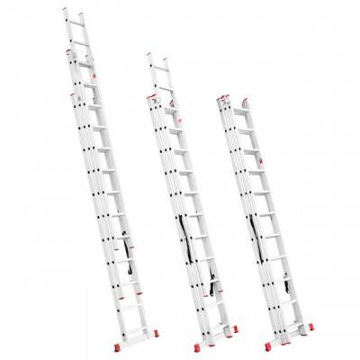 Будкрам купити Лестница алюминиевая 3-х секционная универсальная раскладная 3x11 ступ. 7,33 м INTERTOOL LT-0311 Лестница алюминиевая 3-х секционная универсальная раскладная 3x11 ступ. 7,33 м INTERTOOL LT-0311 3