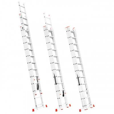 Будкрам купити Лестница алюминиевая 3-х секционная универсальная раскладная 3x12 ступ. 7,89 м INTERTOOL LT-0312 Лестница алюминиевая 3-х секционная универсальная раскладная 3x12 ступ. 7,89 м INTERTOOL LT-0312 3