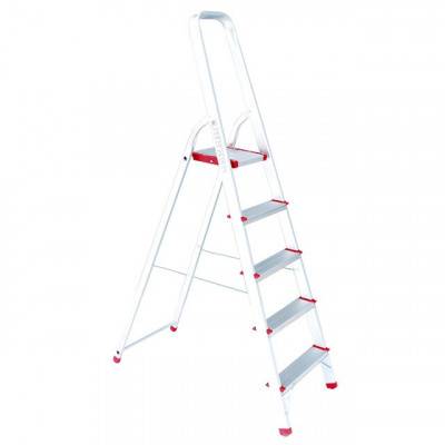 Будкрам купить Стремянка алюминиевая 5 ступеней, высота до платформы 1065 мм INTERTOOL LT-1005