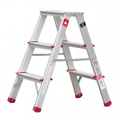 Будкрам купить Стремянка алюминиевая двусторонняя 3 ступени, высота 660мм INTERTOOL LT-1103
