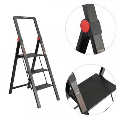Будкрам купить Стремянка алюминиевая "Black Slim", 3 ступени, высота верхней ступени 684мм, 150 кг, STORM INTERTOOL LT-5003 Стремянка алюминиевая "Black Slim", 3 ступени, высота верхней ступени 684мм, 150 кг, STORM INTERTOOL LT-5003 7