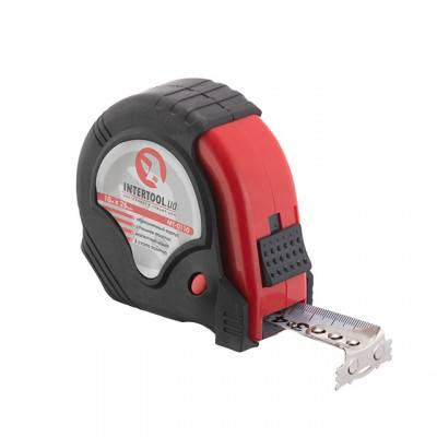 Будкрам купити Рулетка с металлическим полотном 10 м x 25 мм, три стопора полотна INTERTOOL MT-0110