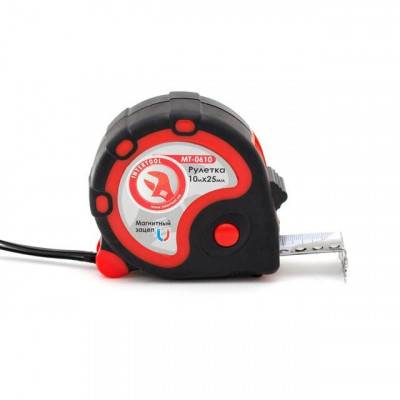 Будкрам купити Рулетка с металлическим полотном 10 м x 25,0 мм INTERTOOL MT-0610