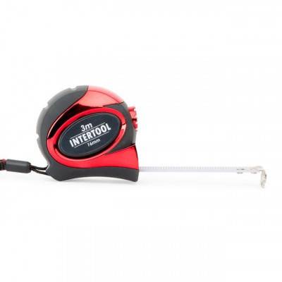 Будкрам купити Рулетка 3 м x 16 мм с автоматической блокировкой полотна, на зацепе полотна установлены магниты INTERTOOL MT-0803
