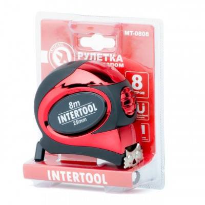 Будкрам купити Рулетка 8 м x 25 мм с автоматической блокировкой полотна, на зацепе полотна установлены магниты INTERTOOL MT-0808 Рулетка 8 м x 25 мм с автоматической блокировкой полотна, на зацепе полотна установлены магниты INTERTOOL MT-0808 3