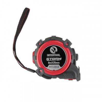 Будкрам купити Рулетка с металлическим полотном, 8м*25мм, двухстороняя шкала, нейлоновое покрытие, двухсторонный зацеп с магнитом, автостоп полотна STORM INTERTOOL MT-0848 Рулетка с металлическим полотном, 8м*25мм, двухстороняя шкала, нейлоновое покрытие, двухсторонный зацеп с магнитом, автостоп полотна STORM INTERTOOL MT-0848 2