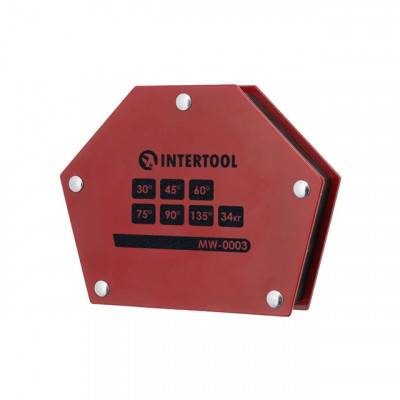 Будкрам купити Держатель магнитный для сварки трапеция, 30°, 45°, 60°, 75°, 90°, 135°, 34 кг, 145×110×25 мм INTERTOOL MW-0003
