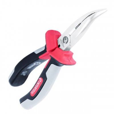 Будкрам купити Щипцы удлиненные изогнутые 160 мм CrV с изолированными рукоятками INTERTOOL NT-0223