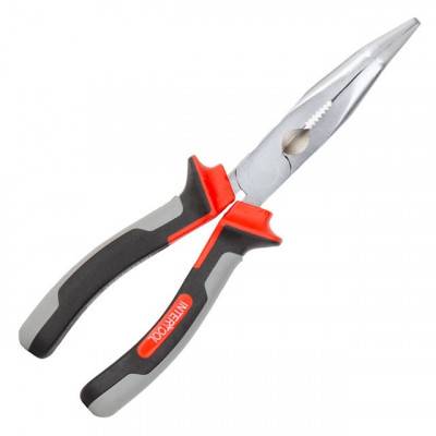 Будкрам купити Щипцы удлиненные изогнутые 200 мм CrV с изолированными рукоятками INTERTOOL NT-0225