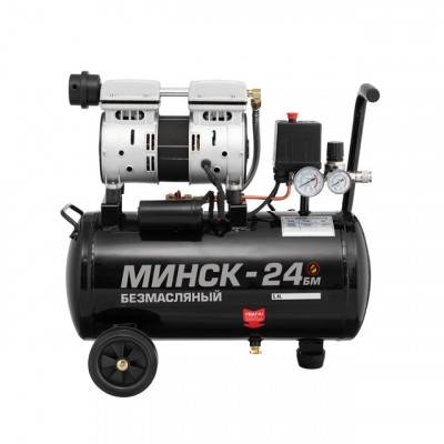Будкрам купити Компрессор Минск-24 БМ, 24л, 1.1 кВт, 220 В, 8 атм, 145 л/мин, малошумный, безмасляный, 2 цилиндра INTERTOOL PT-0019