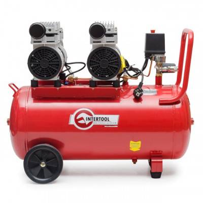 Будкрам купити Компрессор 50л, 2х0.75 кВт, 220В, 8атм, 270л/мин, малошумный, безмасляный, 4 цилиндра INTERTOOL PT-0023