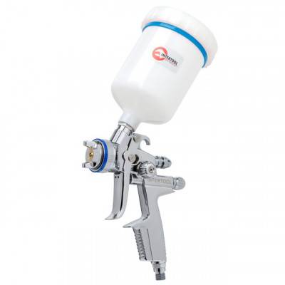 Будкрам купить Краскопульт пневматический HVLP II профессиональный, форсунка 1.3мм, верхний пластиковый бачок 600 мл., 2бар INTERTOOL PT-0105