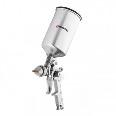 Будкрам купити Краскопульт пневматический HVLP, форсунка 1.3мм, верхний металлический бачок 1000мл, 3бар. INTERTOOL PT-0107