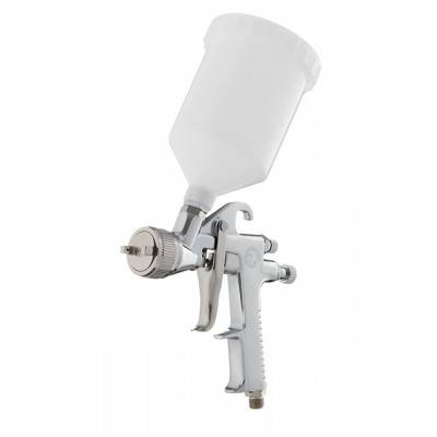 Будкрам купити Краскопульт пневматический HP, форсунка 1.4мм, верхний пластиковый бачок 600мл., 5бар INTERTOOL PT-0111