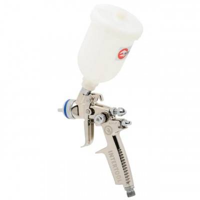Будкрам купити Краскопульт пневматический HVLP II MINI профессиональный, форсунка 0.8мм, верхний пластиковый бачок 250 мл., 2-2.5бар INTERTOOL PT-0128