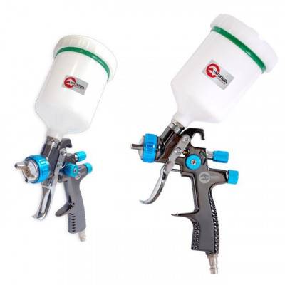 Будкрам купити Краскопульт пневматический LVLP BLUE профессиональный, форсунка 1.4мм, верхний пластиковый бачок 600мл., 1.5бар INTERTOOL PT-0134
