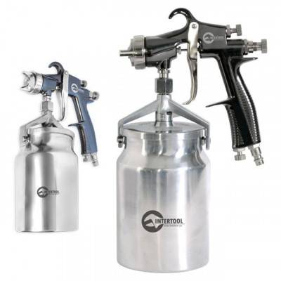 Будкрам купить Краскопульт пневматический HP, форсунка 1.8мм, нижний металлический бачок 1000мл., 5бар INTERTOOL PT-0140