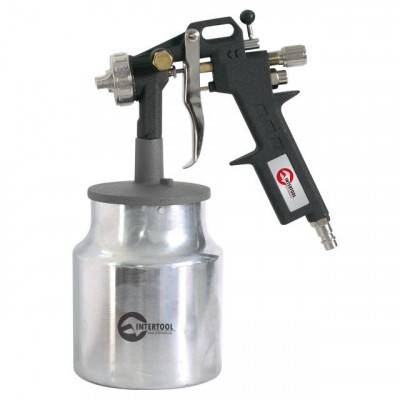 Будкрам купити Краскопульт пневматический HP, форсунка 1.5мм, нижний металлический бачок 1000мл., 5бар INTERTOOL PT-0211